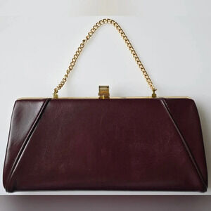 Classy Vintage Burgundy Wine Colored Clutch Purse Wristlet